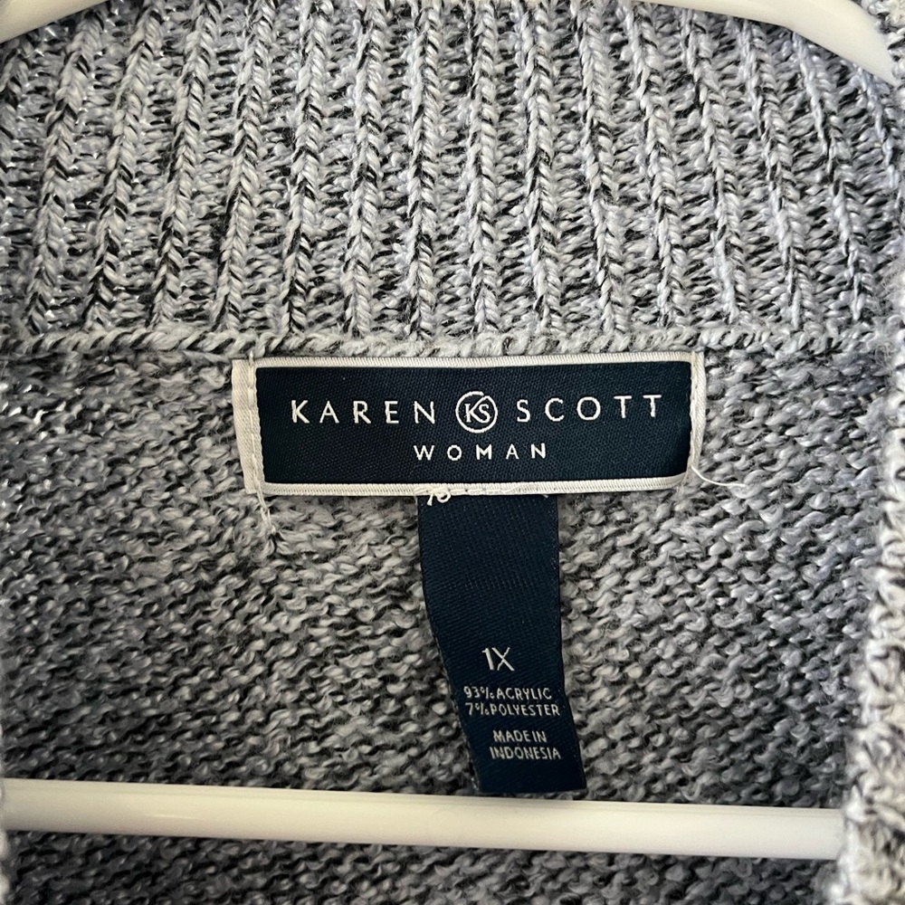 Karen Scott Cable-Knit Crew Sweater with Button Detail - Picture 5 of 5